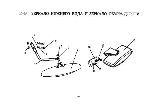 Зеркало бокового и нижнего вида