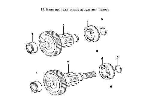 14. Валы промежуточные демультипликатора