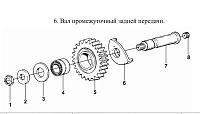 6. Вал промежуточный задней передачи.